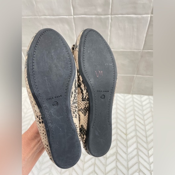 Cole Haan Tali Bow Ballet Flat Snakeskin Embossed Leather Size 6 - Picture 7 of 10